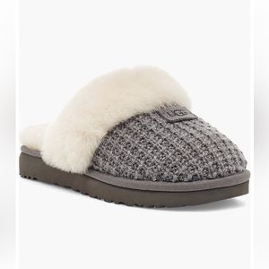 Charcoal Knit Cozy Knit Genuine Shearling Slipper